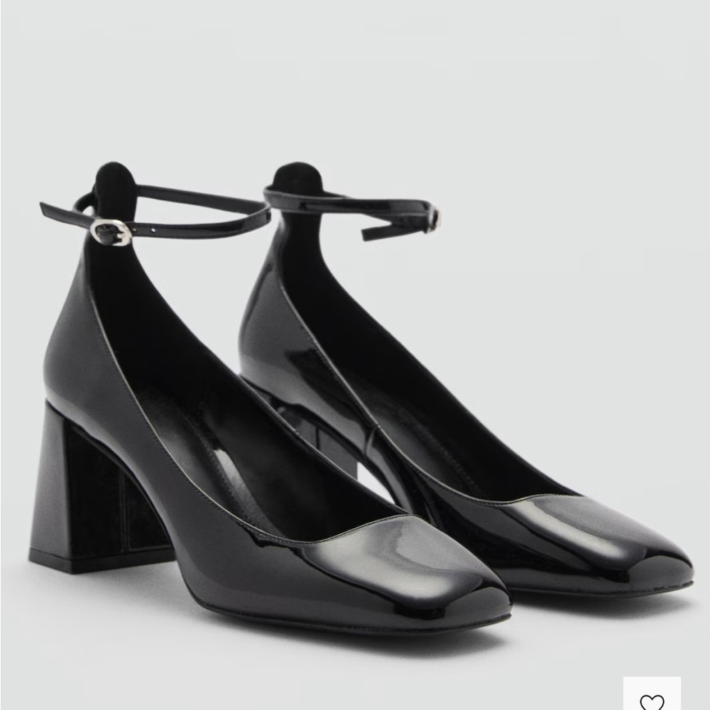 Elegant Mango Black Ankle Strap Heels